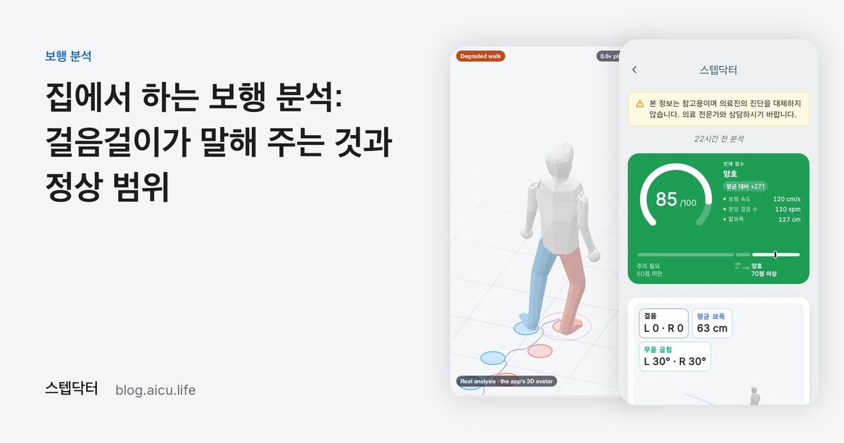집에서 하는 보행 분석: 걸음걸이가 말해 주는 것과 정상 범위