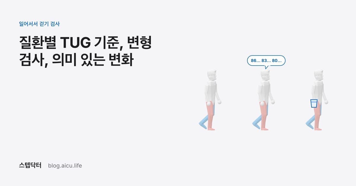 질환별 TUG 기준, 변형 검사, 의미 있는 변화
