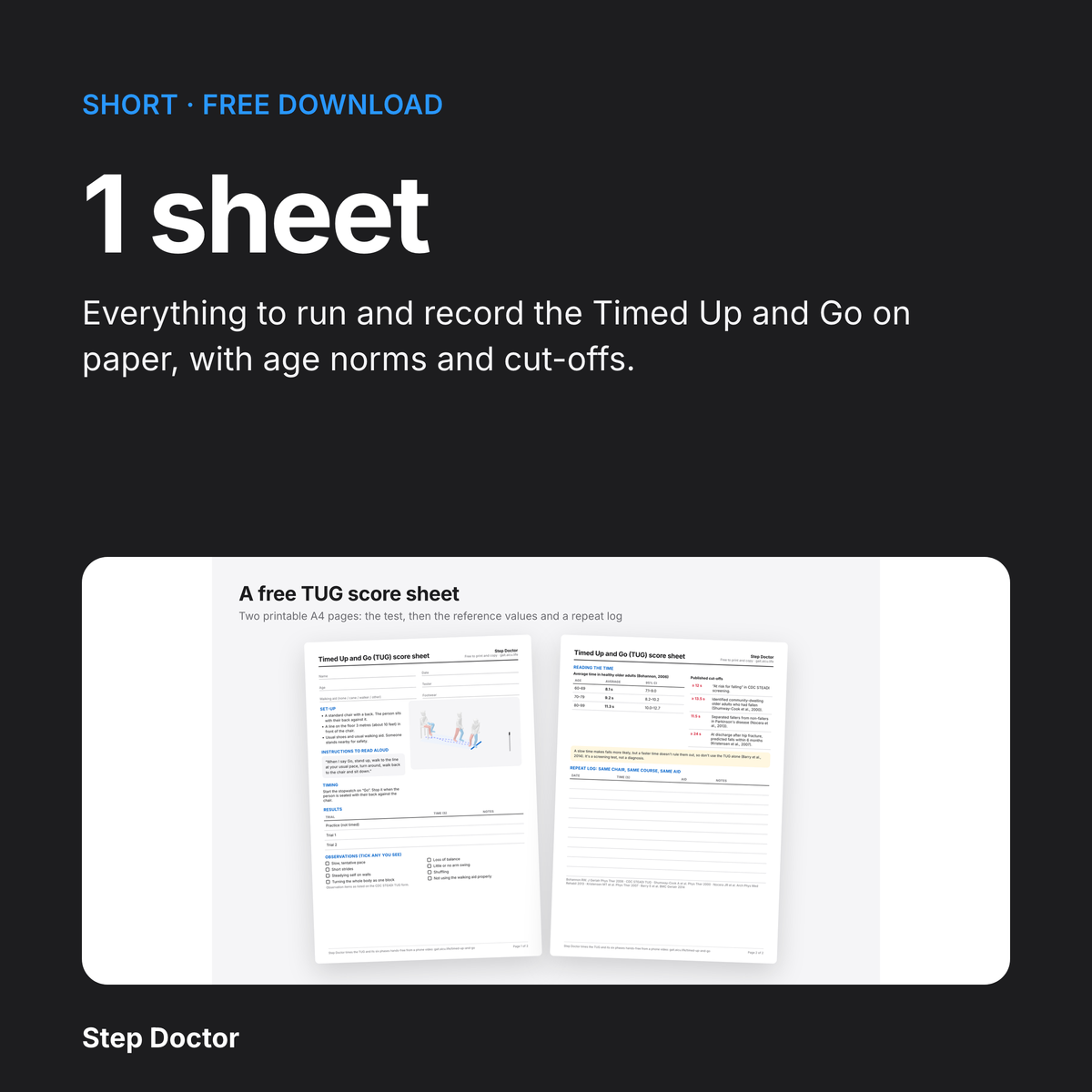 A Free TUG Score Sheet