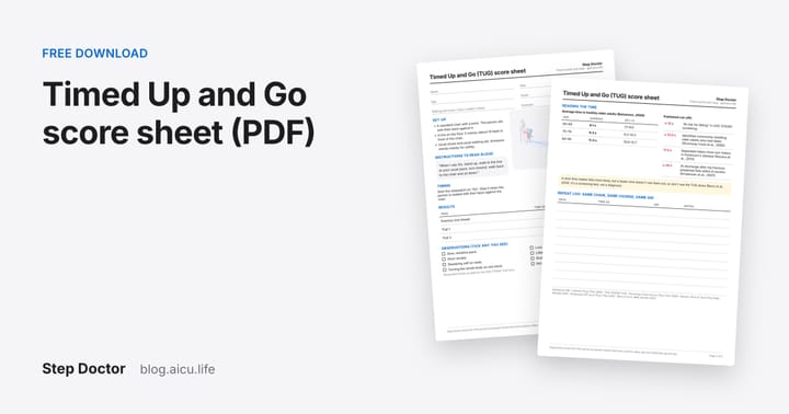 Free Timed Up and Go (TUG) Score Sheet (PDF)